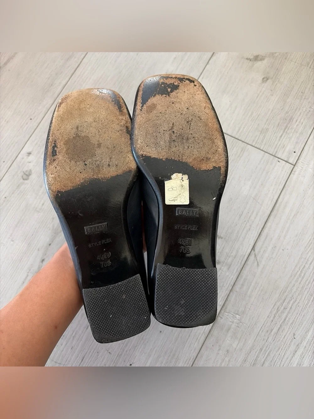 Vintage Bally Navy Leather Square-Toe Loafers